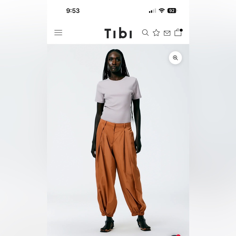 Tibi Italian Sporty Nylon Pleated Balloon Pants in Sienna